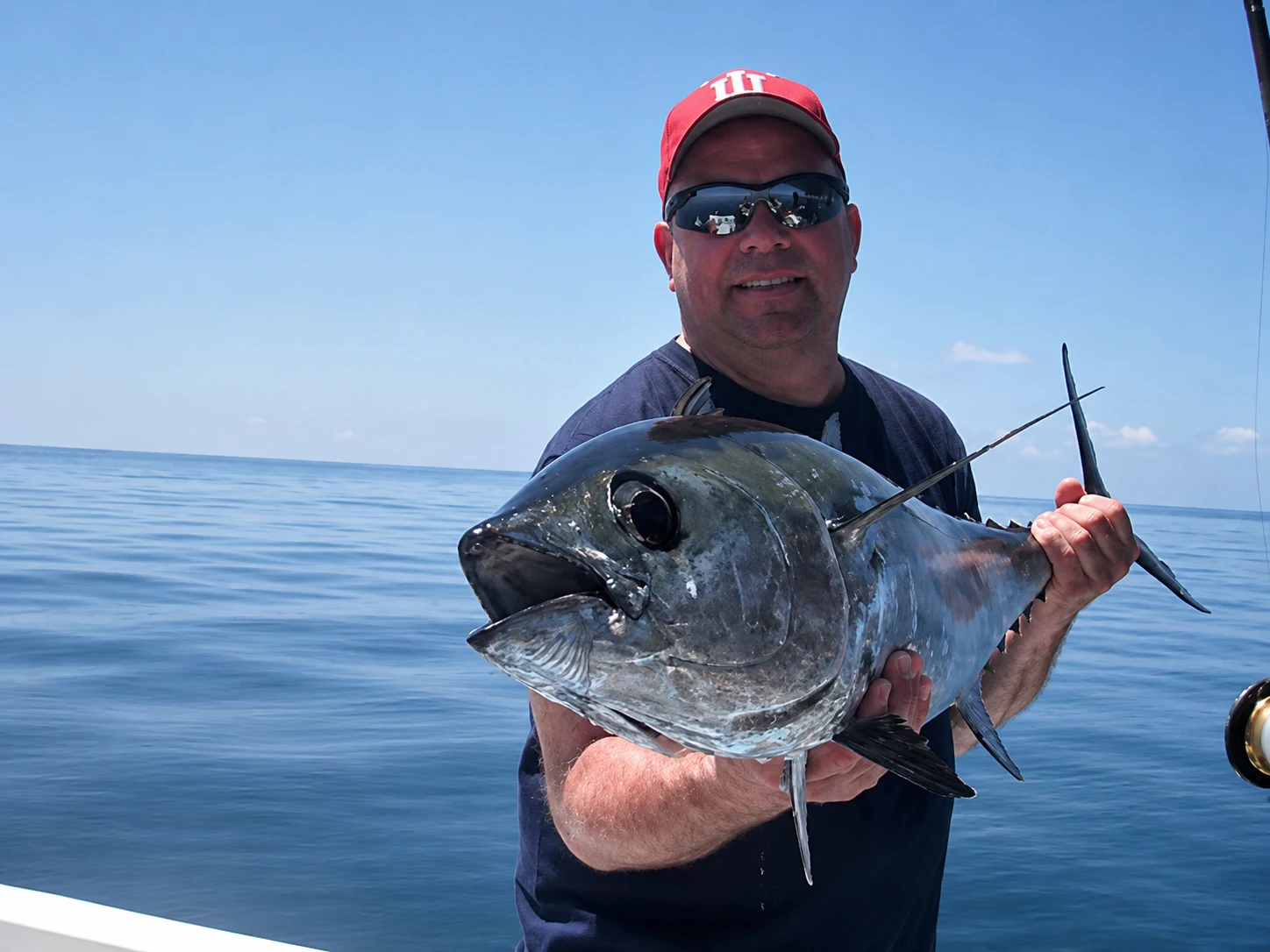 Angler with a large fish on the Gulf of Mexico